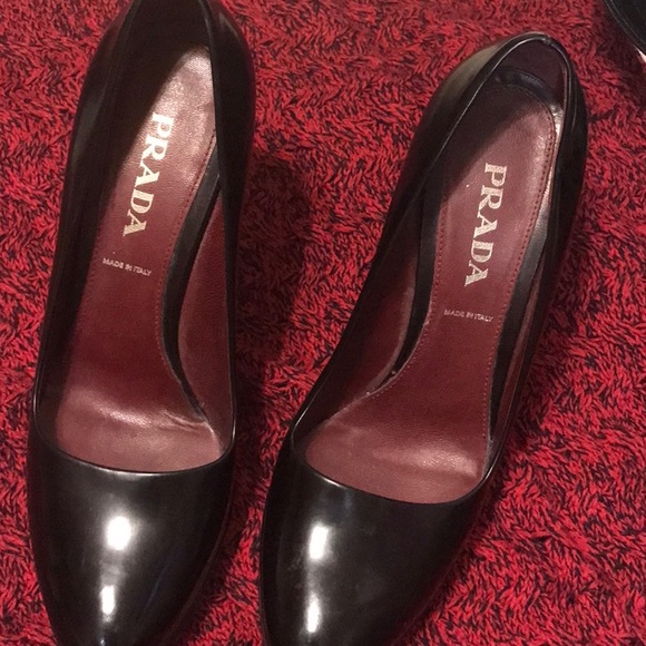 Prada Black Leather Heels - Picture 1 of 7